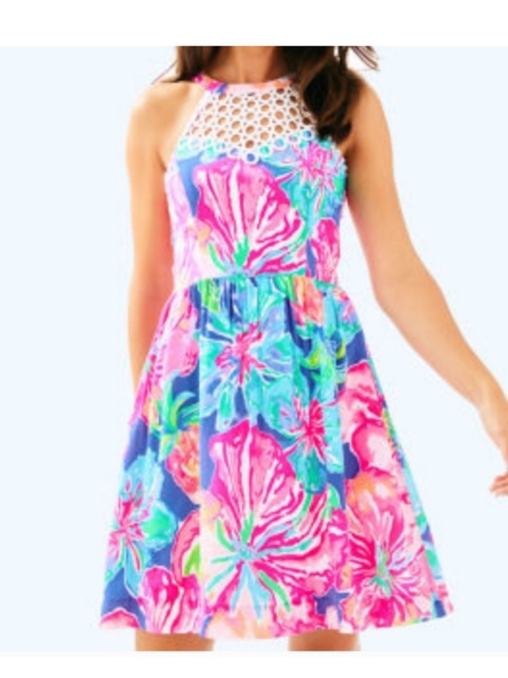Lilly Pulitzer Multicolor Floral Halter Dress (Pink, Blue, Green)